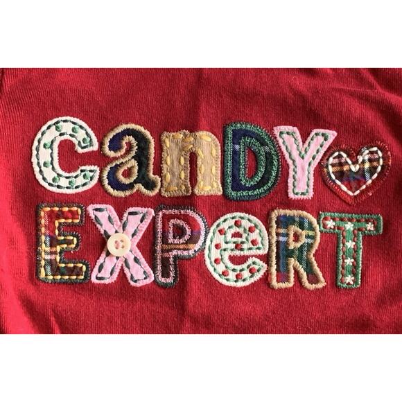 Gap Kids Candy Expert Red Long Sleeve Shirt Toddler Size 3 Embroidered Holiday - Picture 2 of 3